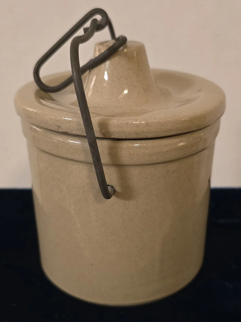Vintage Wisconsin Pioneer Stoneware Cheese Crock with Lid & Wire Bail